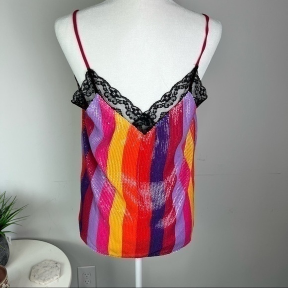 Olivia Ruben womens Rainbow Stripe Sequin Sleeveless Top size 8 - Picture 9 of 12